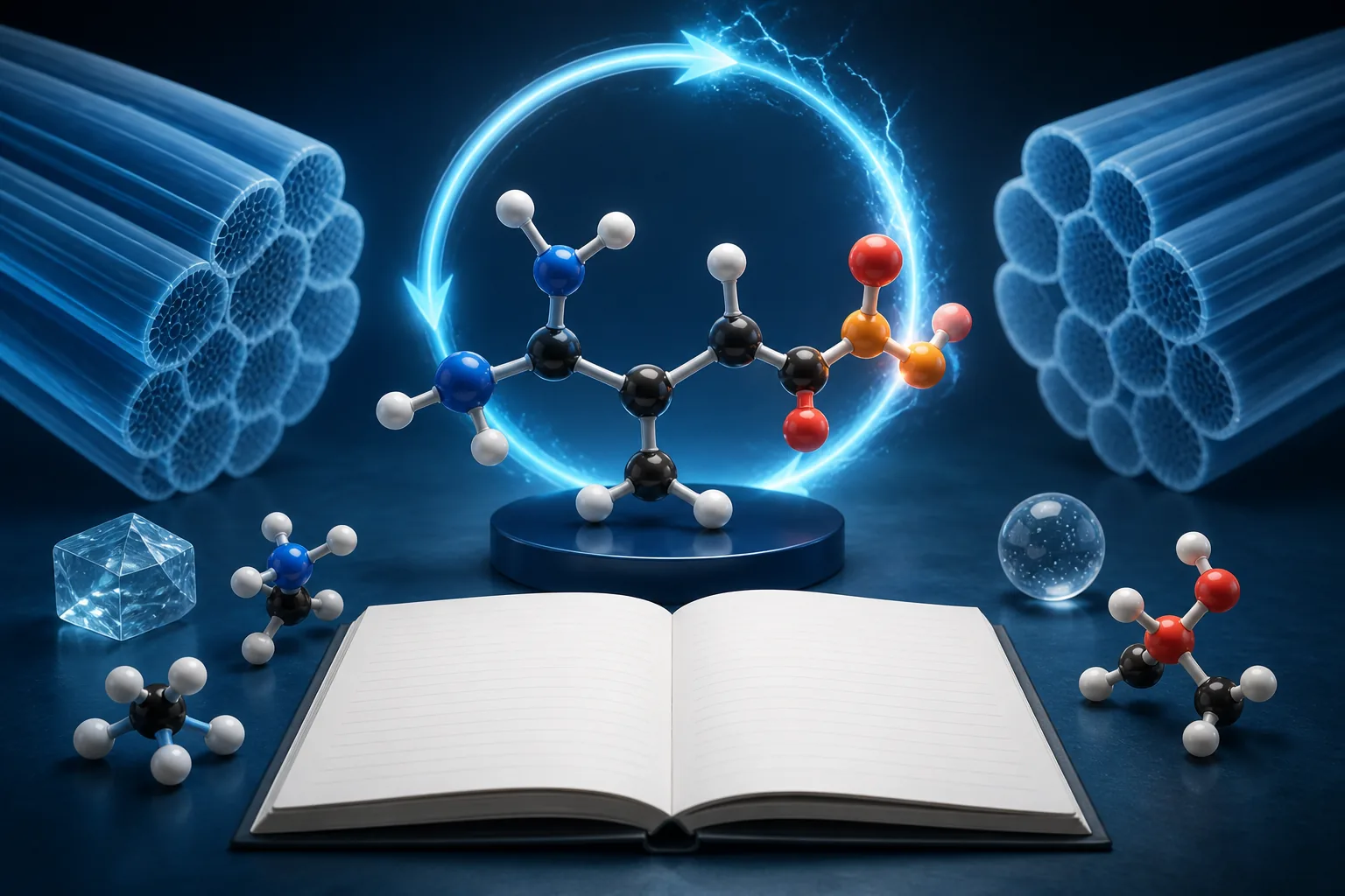Scientific still life of molecular and muscle-energy concepts