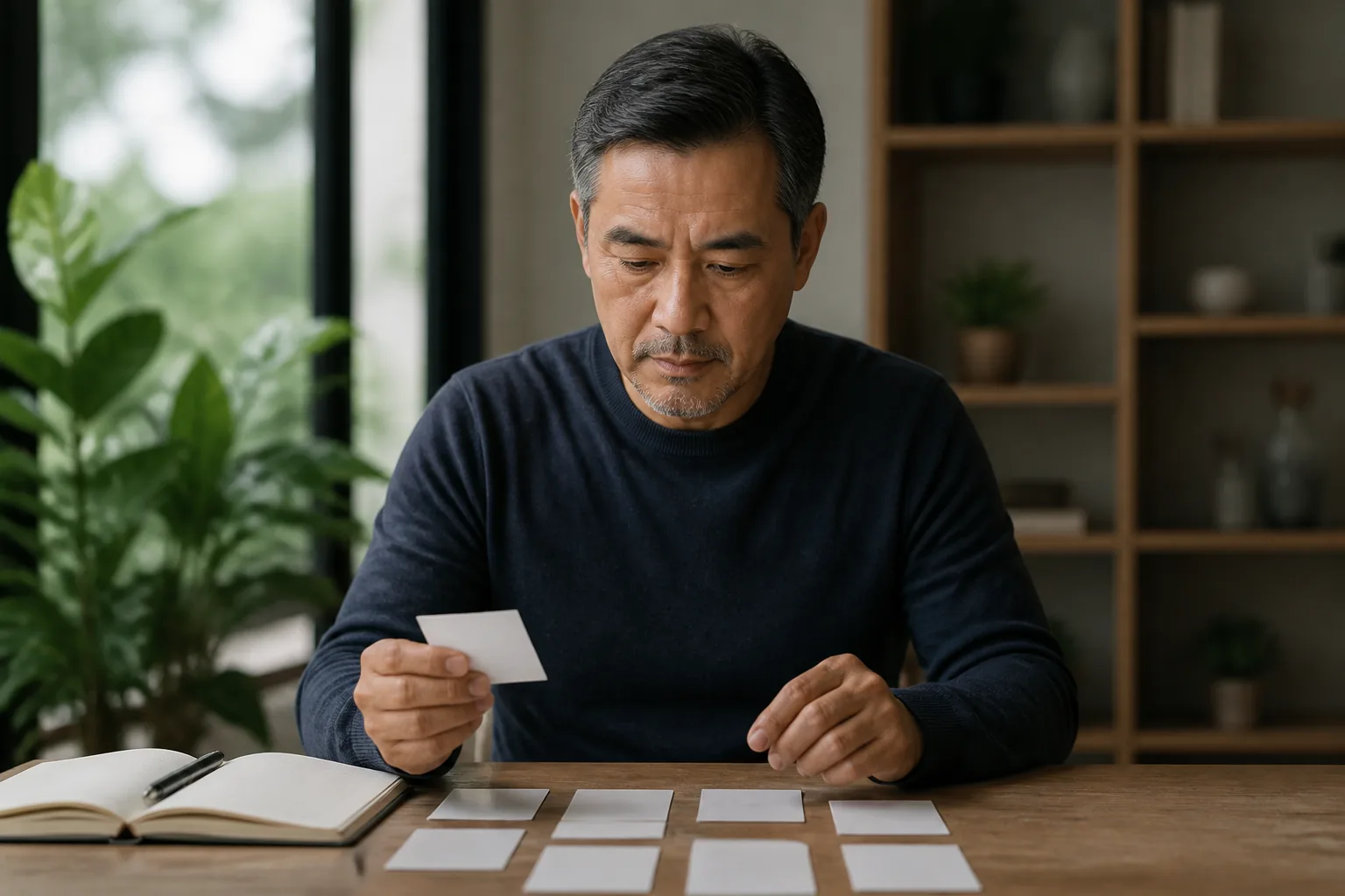 Malaysian adult doing focused memory work