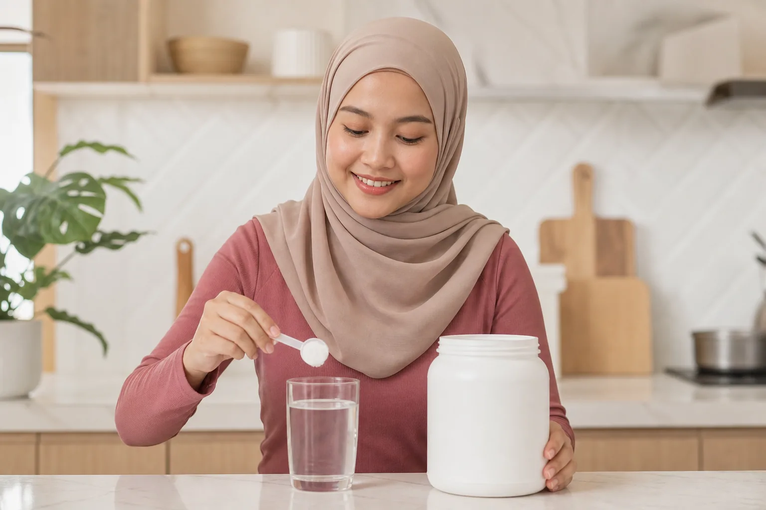 Wanita Melayu Malaysia menyediakan hidangan kreatina yang ringkas